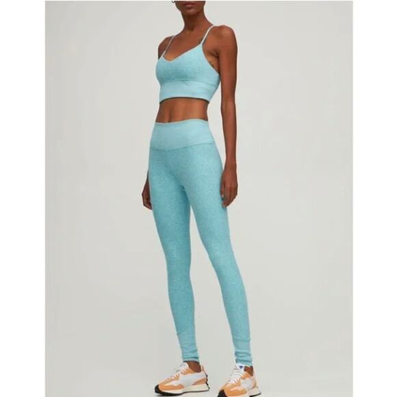 Alo Yoga Alosoft Lavish Strappy Sports Bra Crop Top Blue Quartz Heather XS - Picture 2 of 9